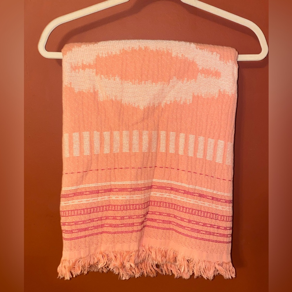 Oversized coral beach towel Aztec design
